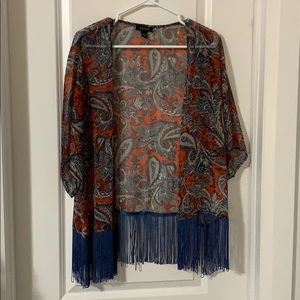 Fringed sheer cover up size large